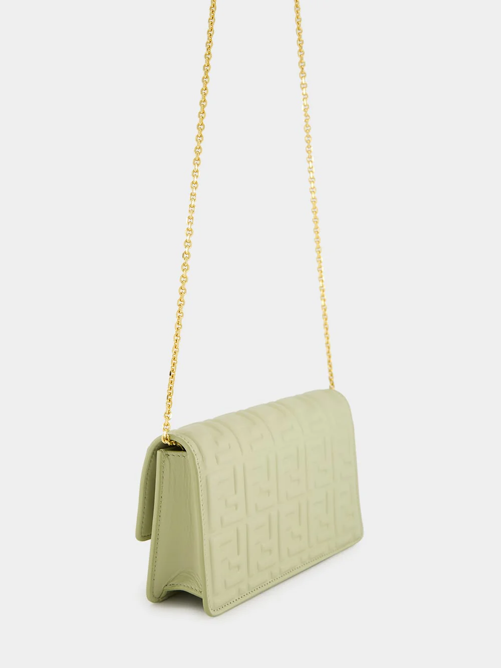 Sage Green Nappa Leather with FF Motif Baguette - Image 5
