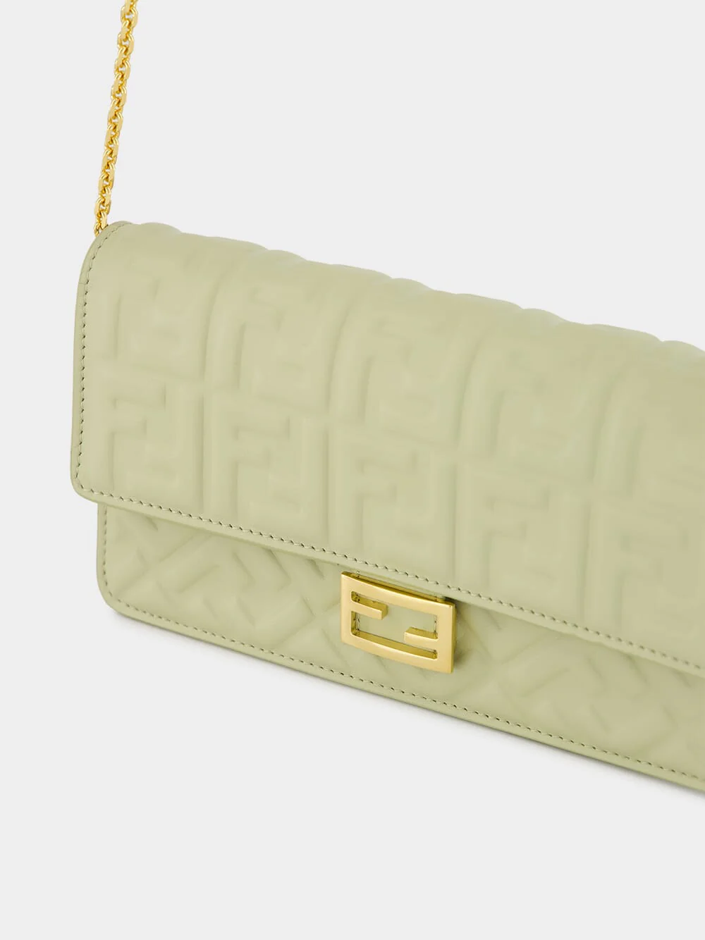 Sage Green Nappa Leather with FF Motif Baguette - Image 7