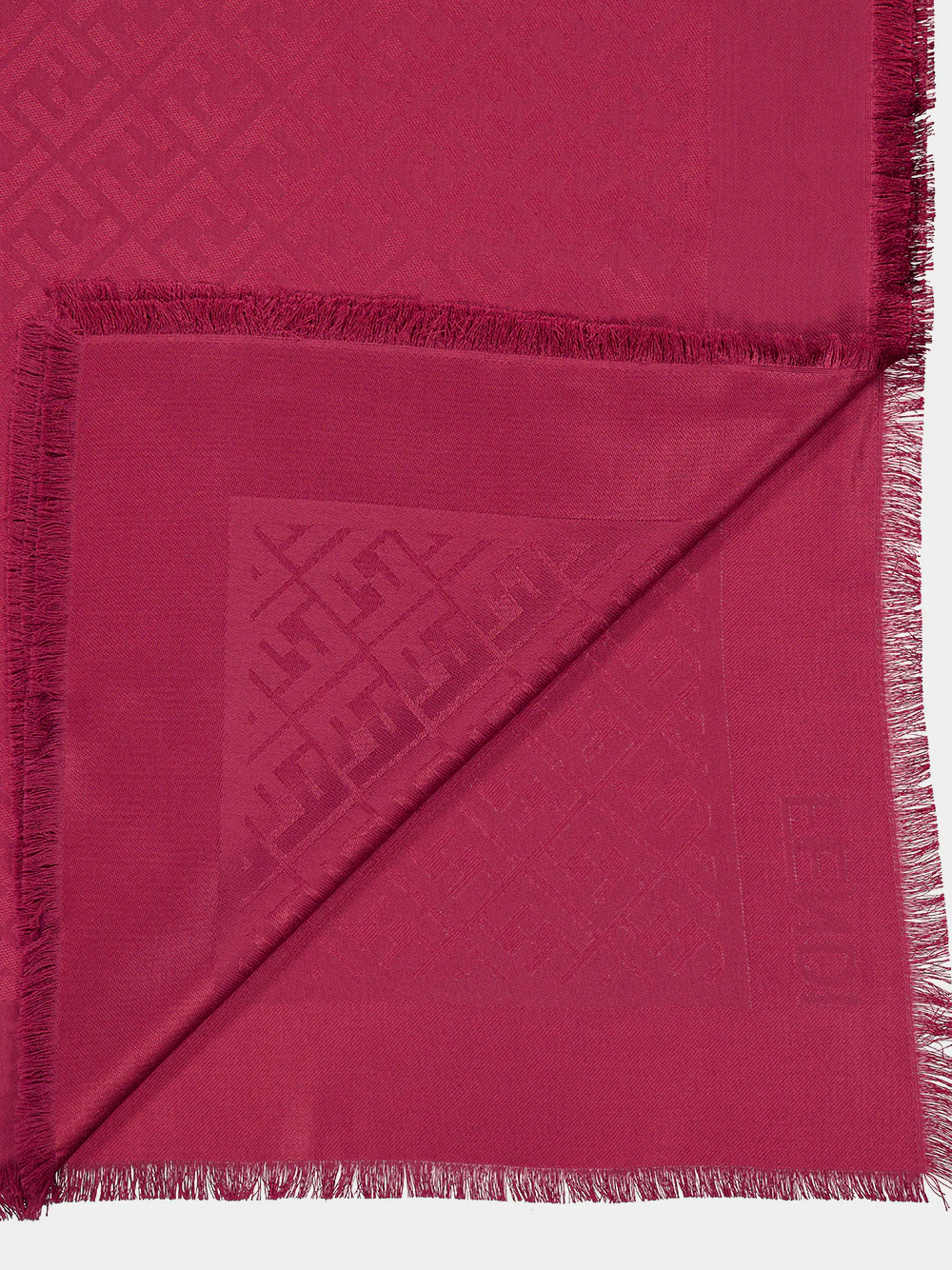 Cherry Red FF Silk & Wool Shawl - Image 2