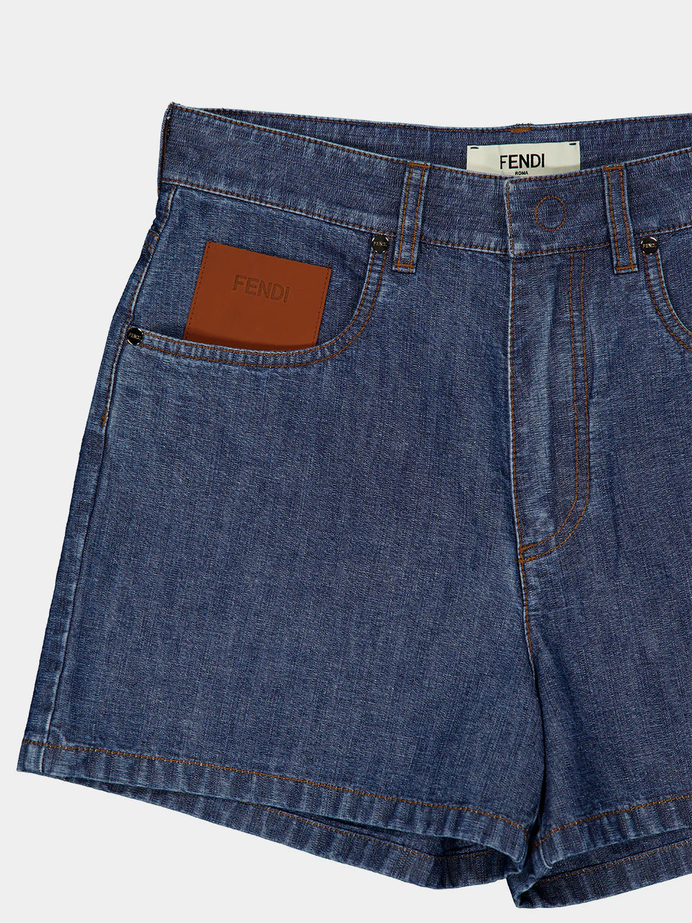 Navy Blue FF Chambray Denim Shorts - Image 3