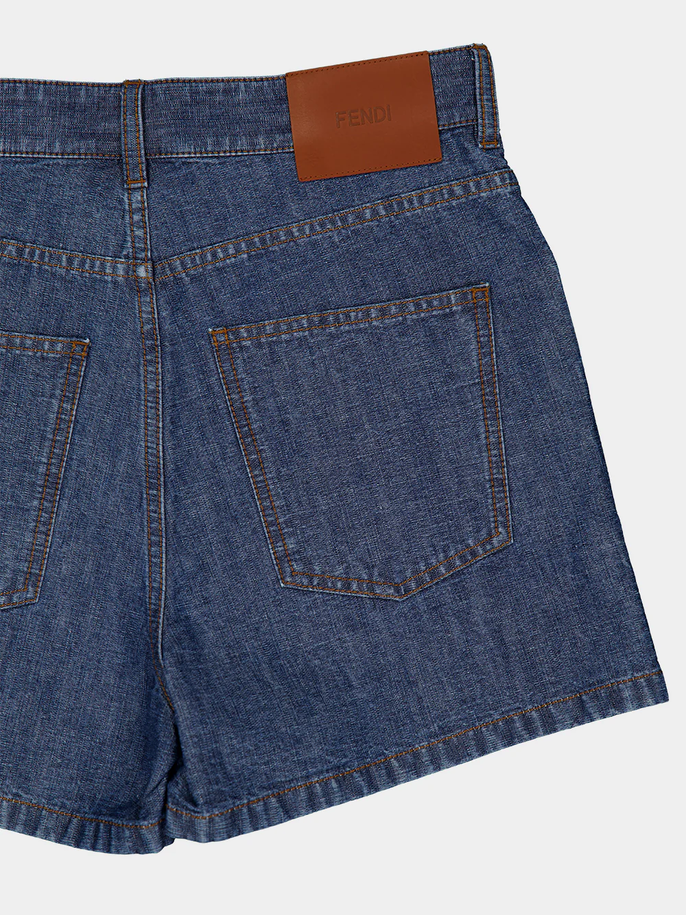 Navy Blue FF Chambray Denim Shorts - Image 4