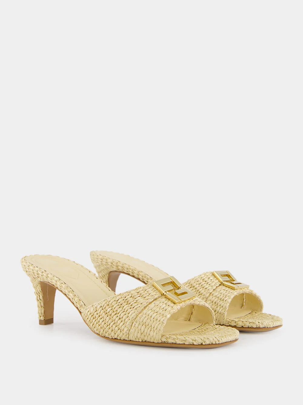 Beige Cotton Fibre FFold Sandals - Image 3