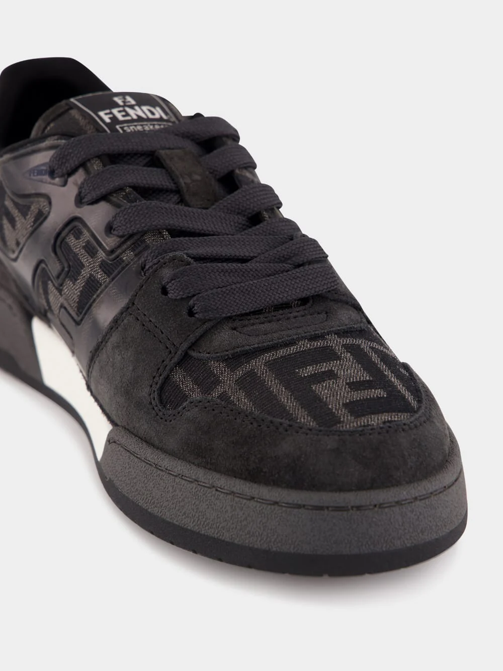 Black FF Jacquard and Suede Match Sneakers - Image 7