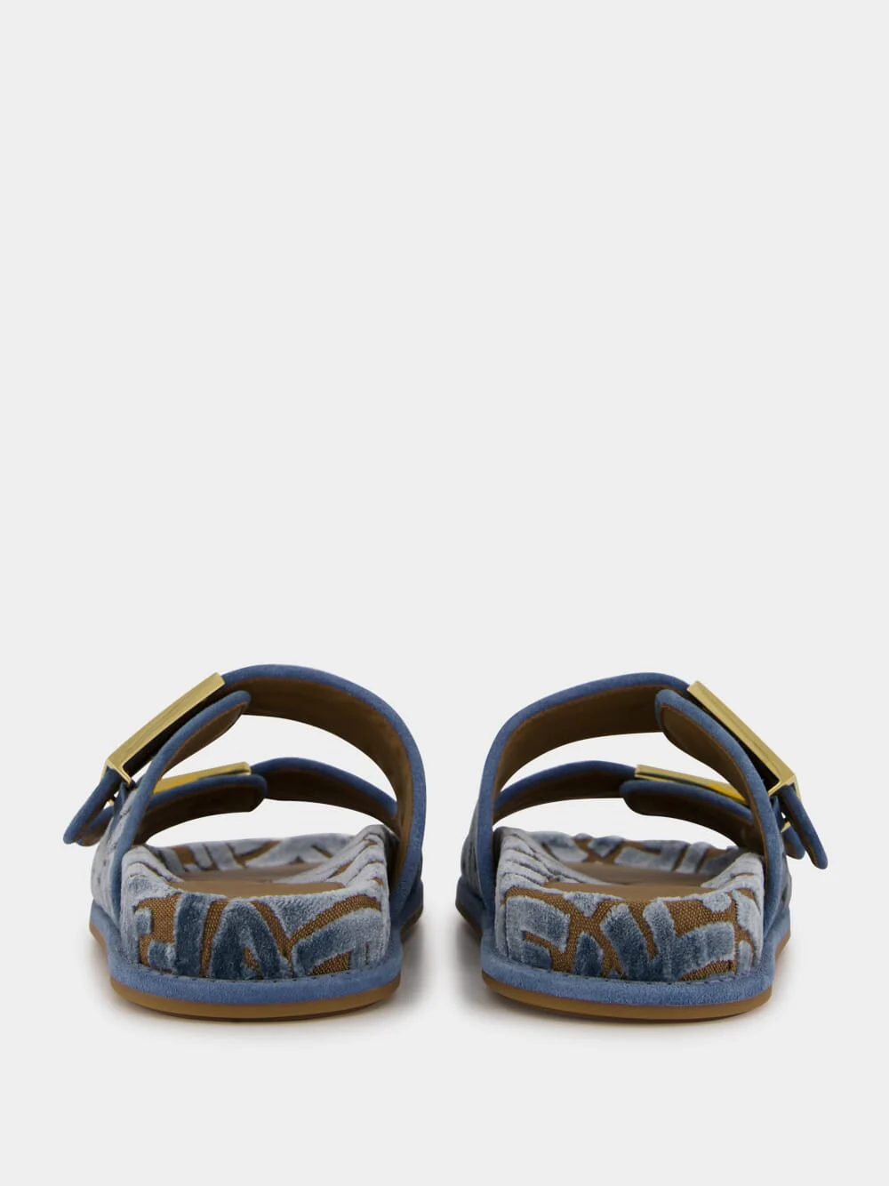 Blue Fendi Feel Jacquard Velvet Slides - Image 5