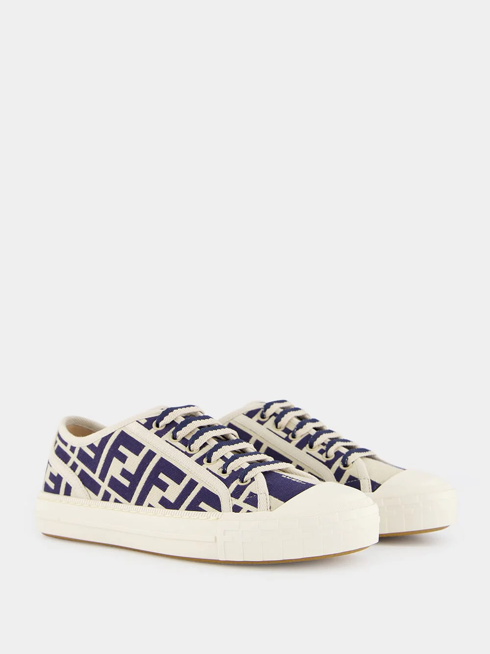 Blue FF Canvas Low Top Sneakers - Image 3