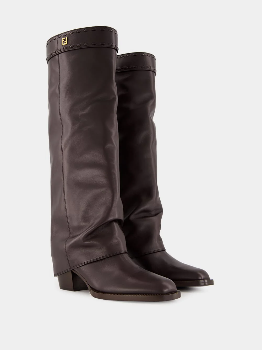 Brown Leather High-Heeled Boots - Image 4