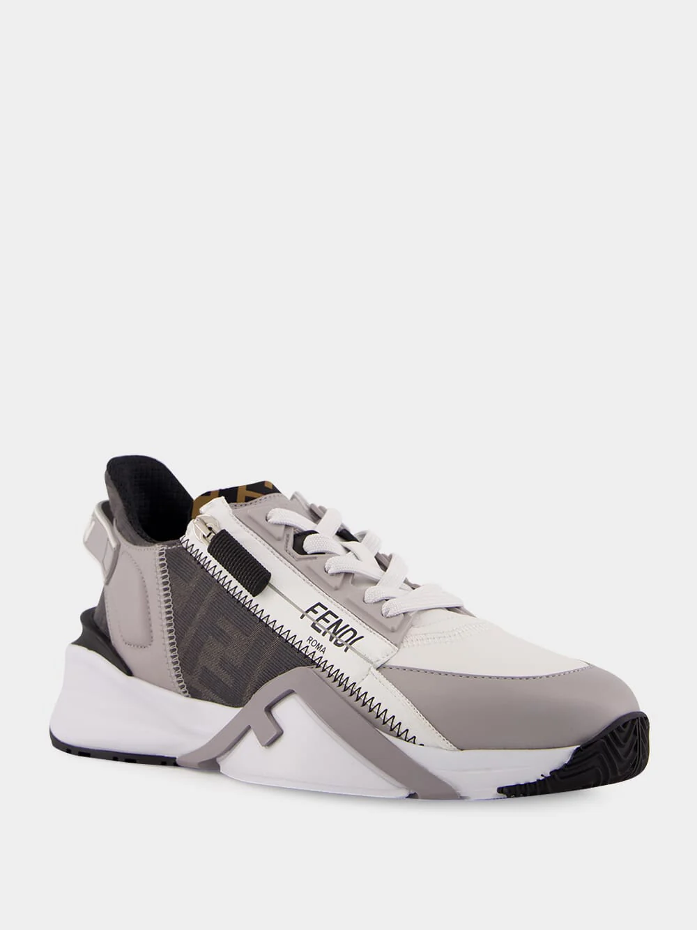 Flow Grey Leather Low-Top Sneakers - Image 2