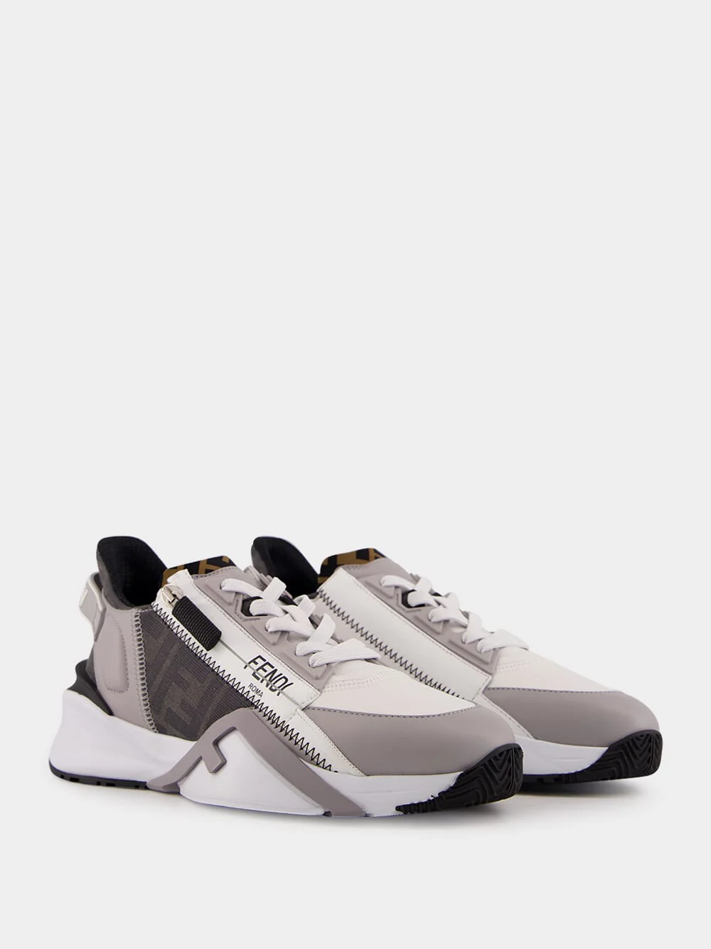 Flow Grey Leather Low-Top Sneakers - Image 3