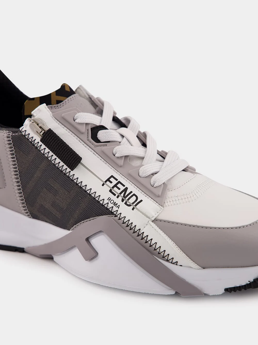 Flow Grey Leather Low-Top Sneakers - Image 7