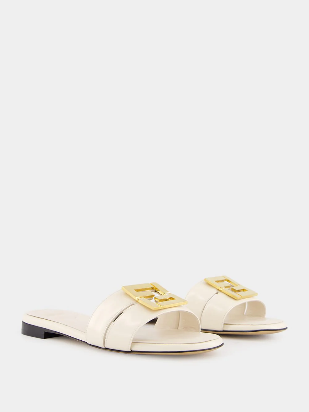 White Leather FFold Sandals - Image 2