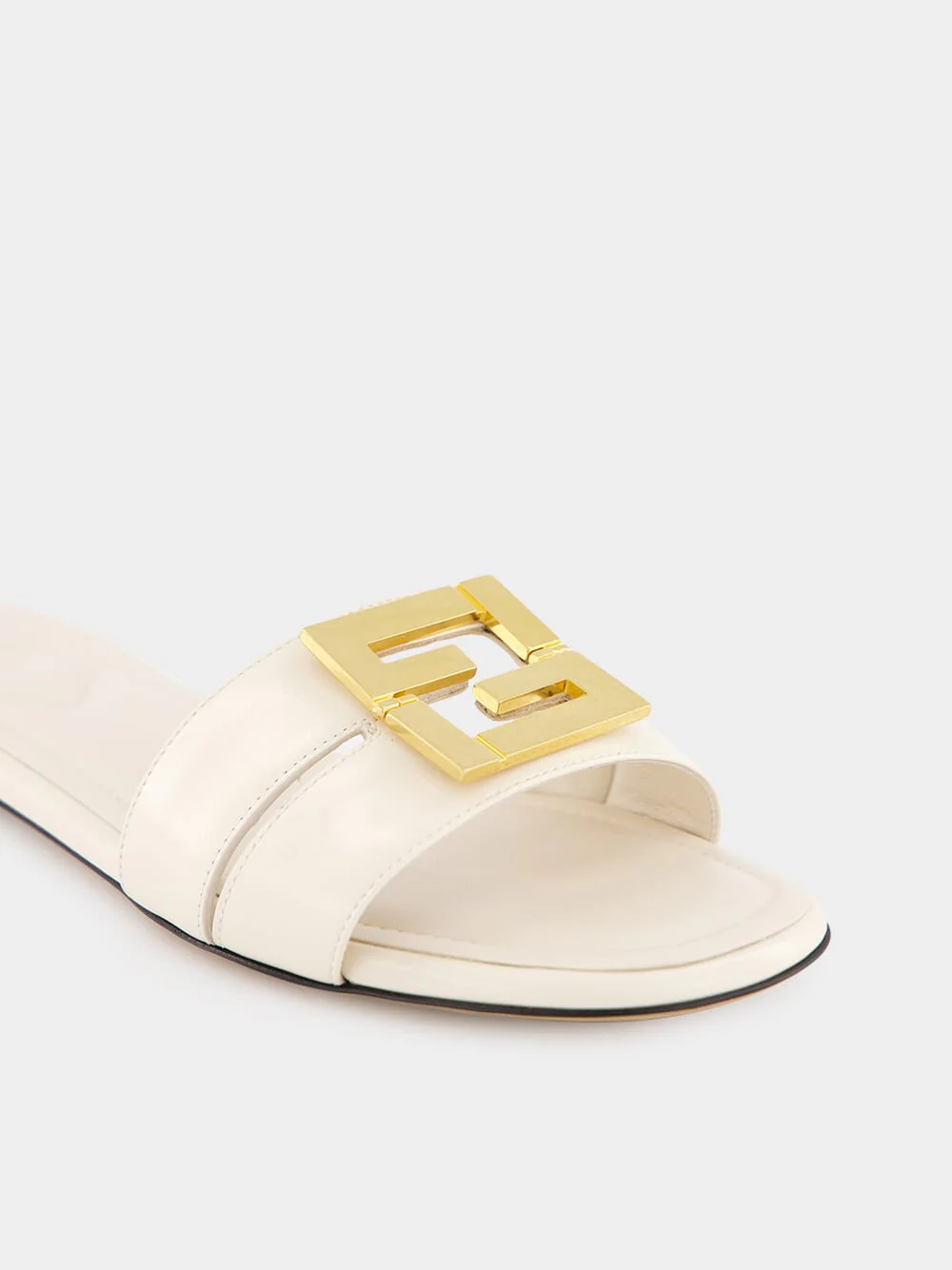 White Leather FFold Sandals - Image 5