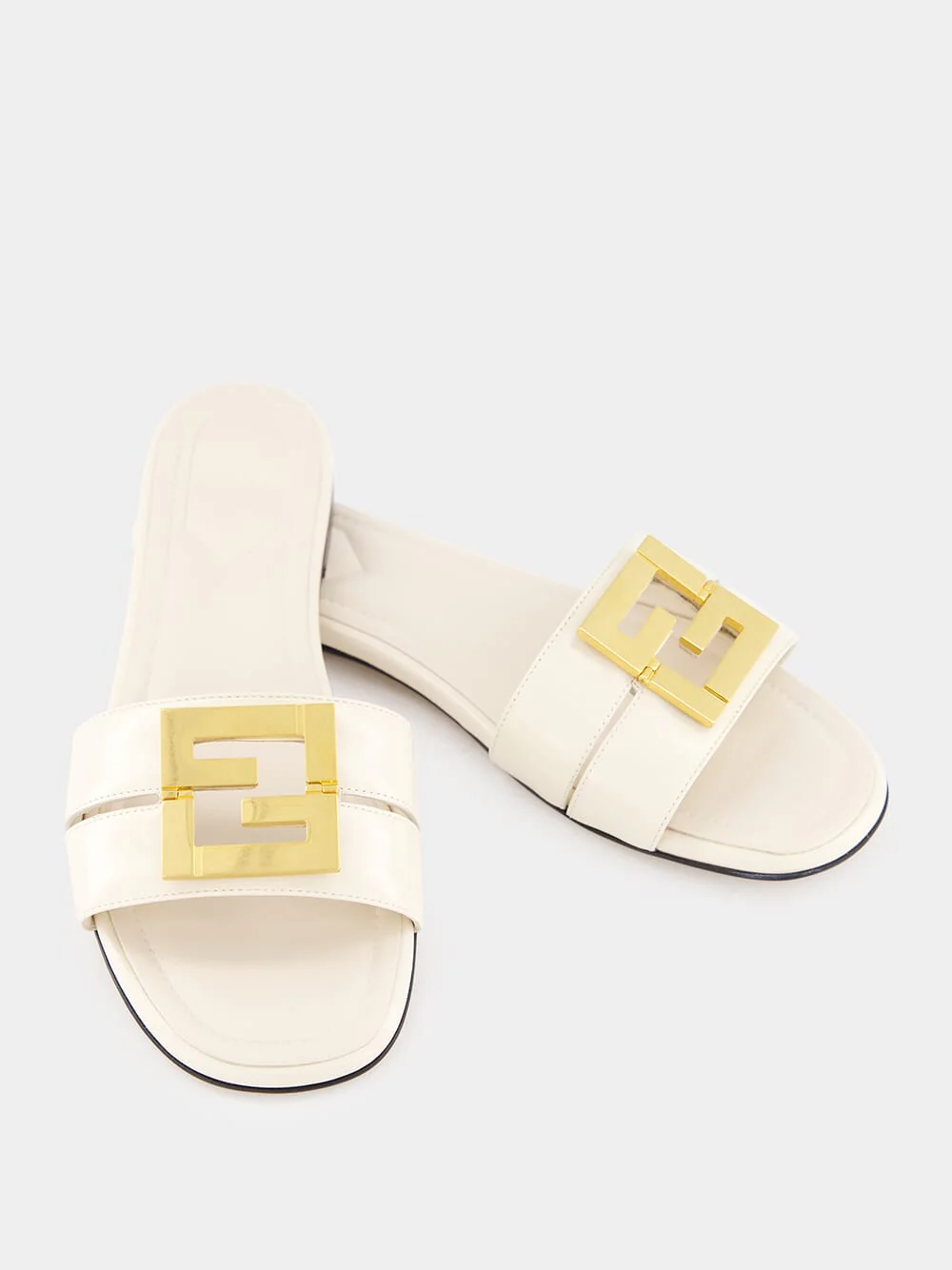 White Leather FFold Sandals - Image 6
