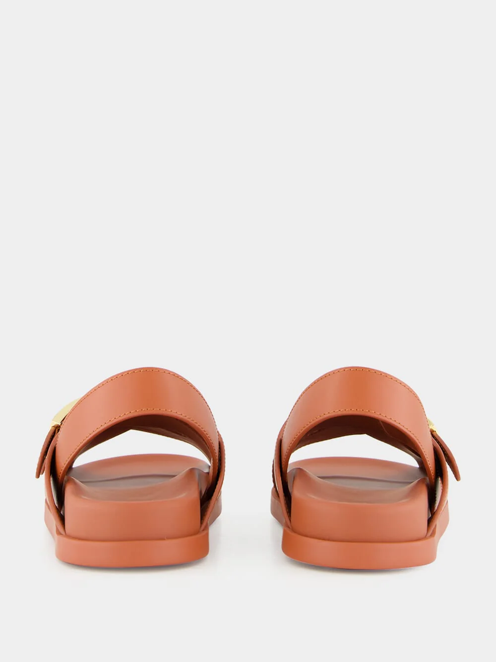 Sienna Brown Leather Slides with FF Buckles - Image 10