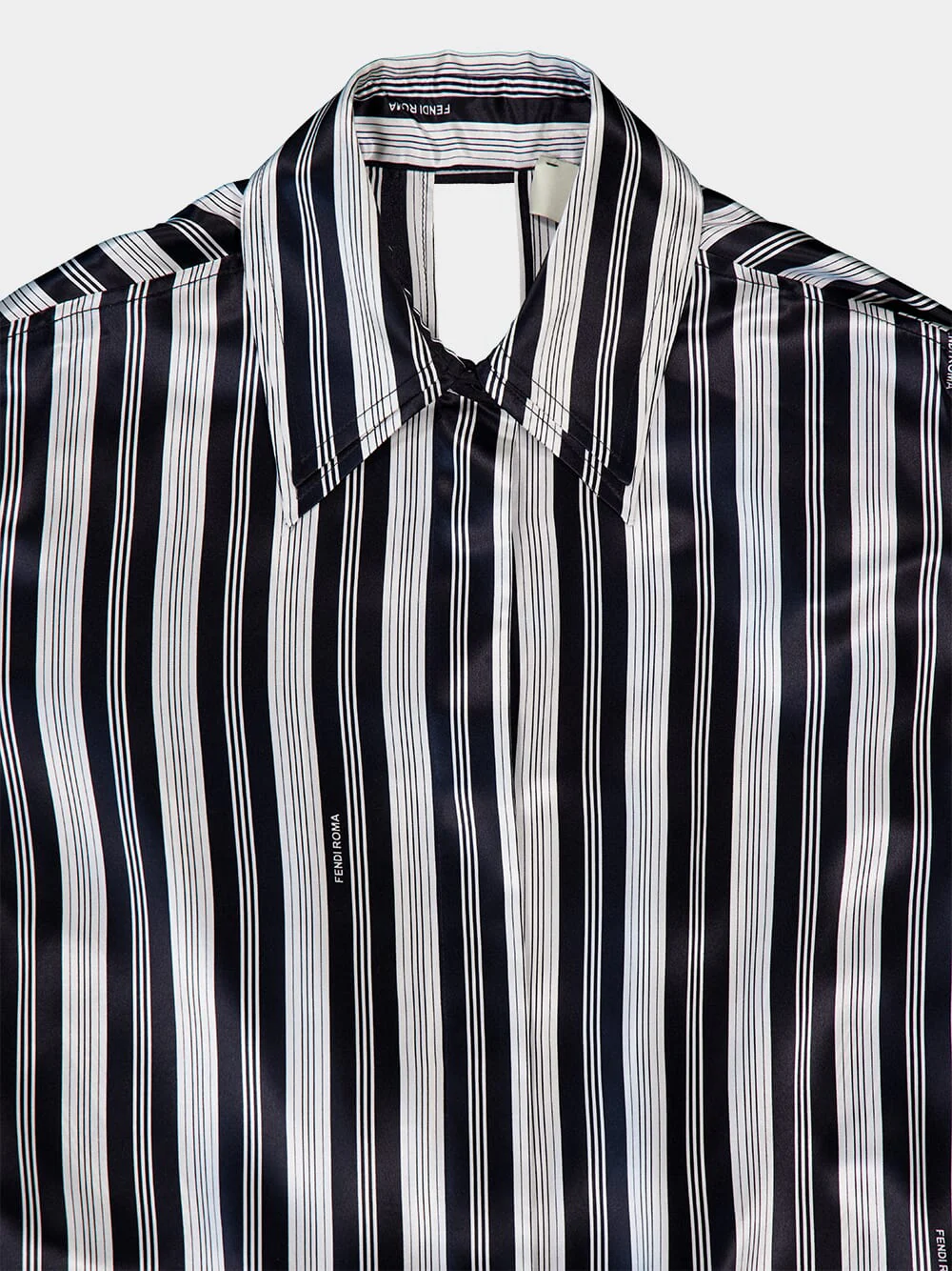 Striped Silk Satin Shirt Dress - Image 3