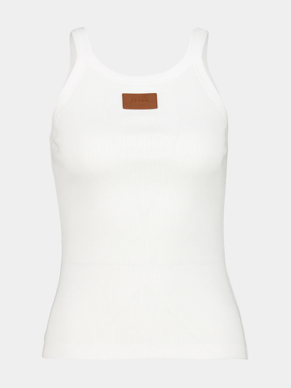 White Cotton Slim-Fit Tank Top
