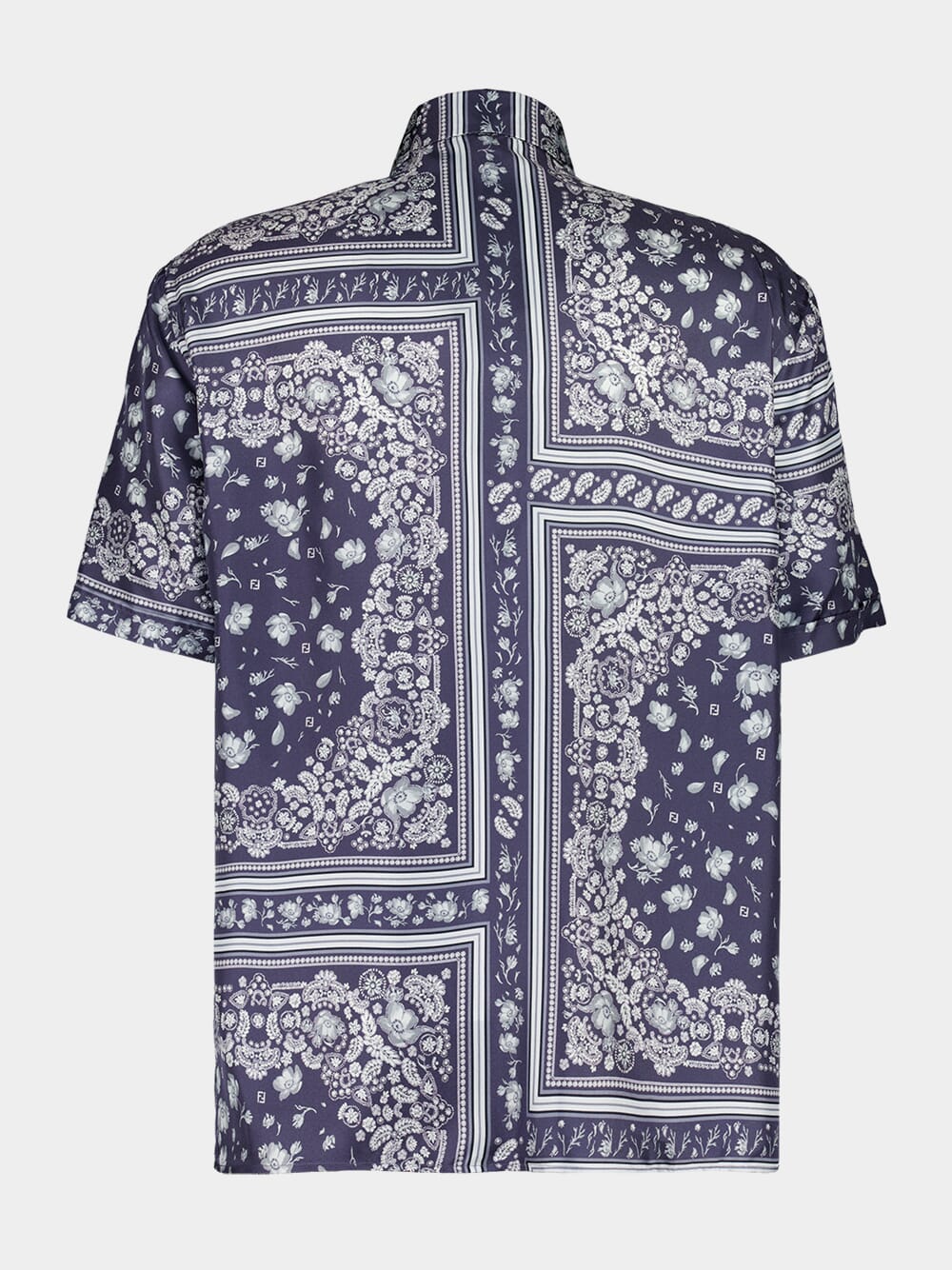 White and Blue Bandana Silk Shirt - Image 2
