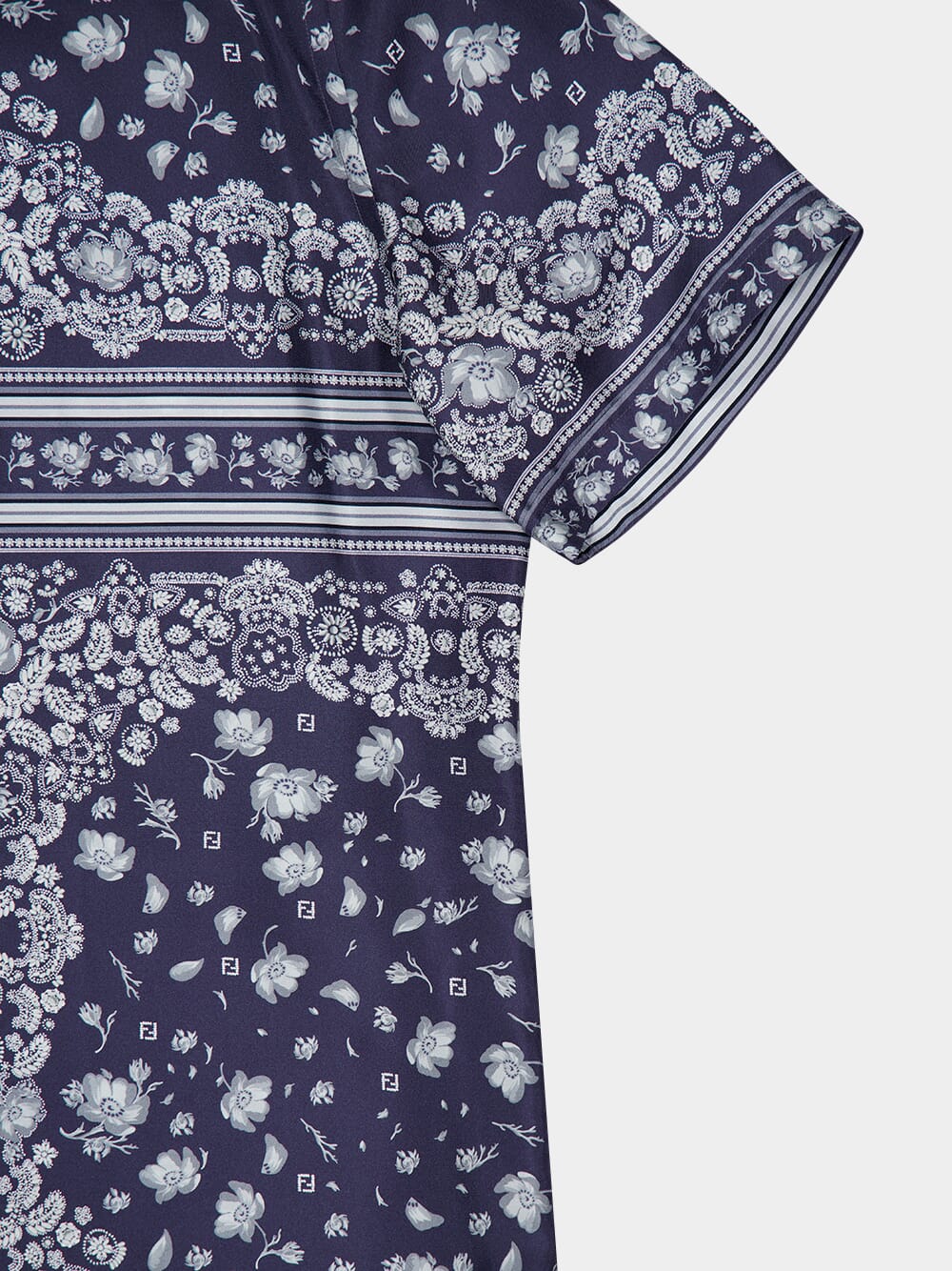 White and Blue Bandana Silk Shirt - Image 4