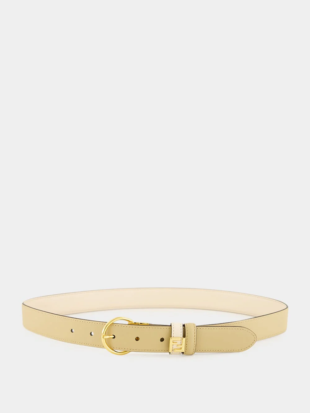 White and Cappuccino Reversible FF Leather Belt - Image 2