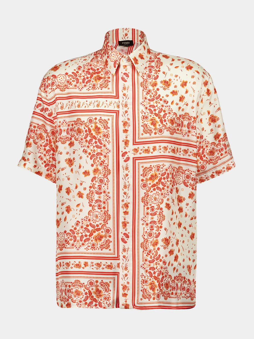 White and Red Bandana Silk Shirt