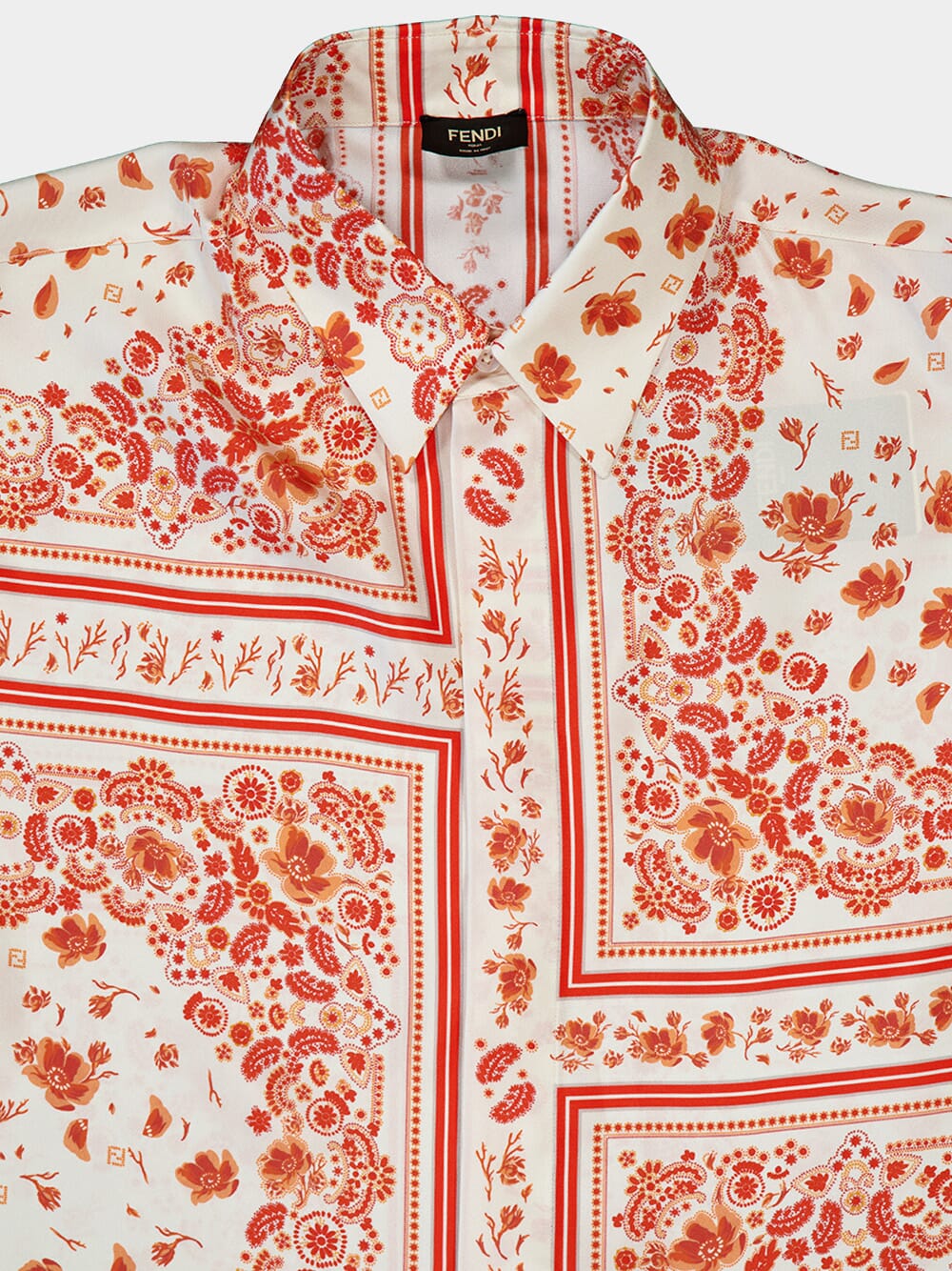 White and Red Bandana Silk Shirt - Image 3