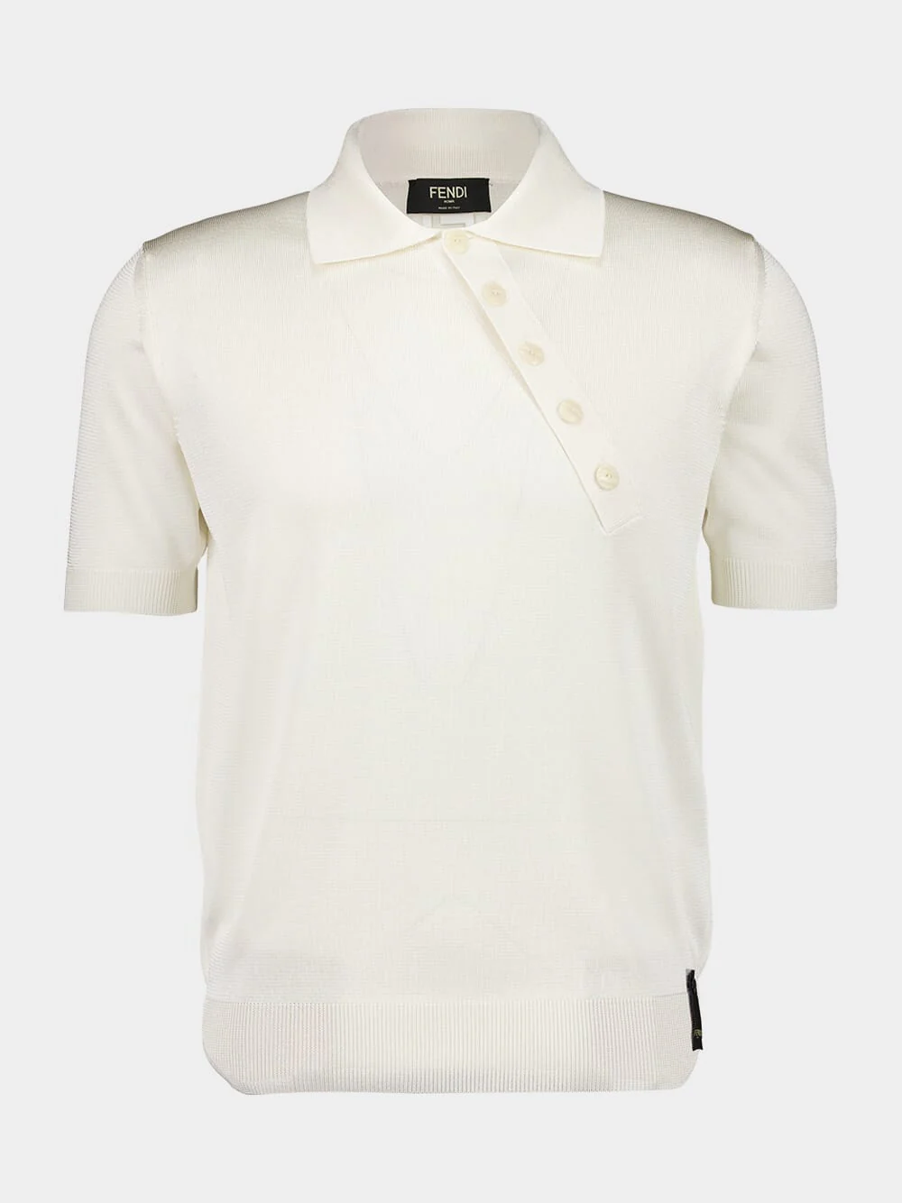 White Asymmetric Button Polo Shirt