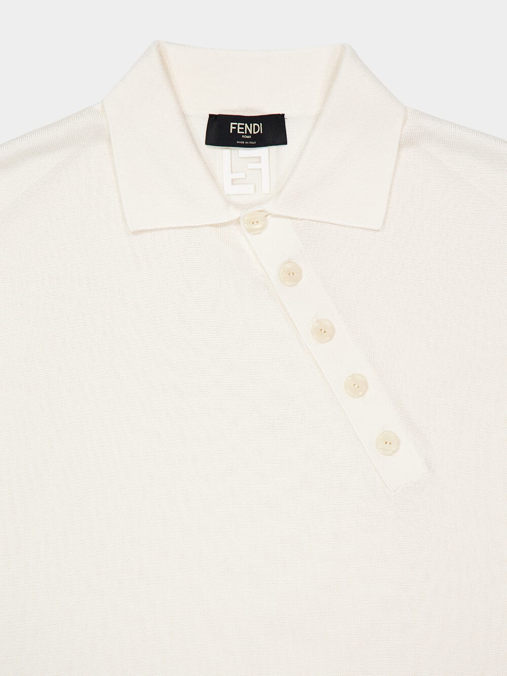 White Asymmetric Button Polo Shirt - Image 8