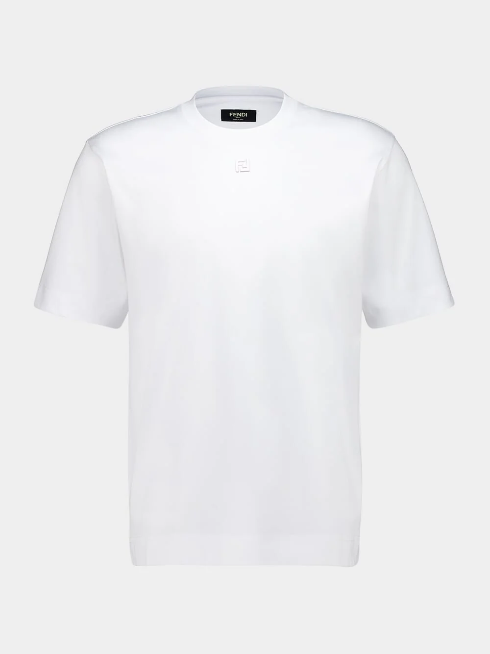 White Cotton T-Shirt with Metal FF Detail