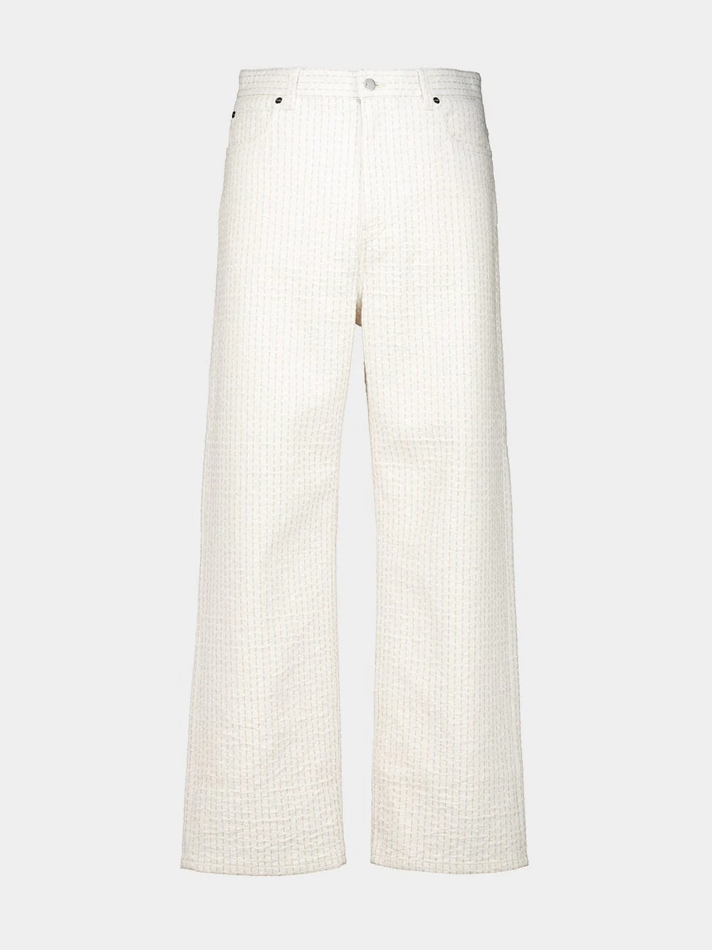 White Denim Jeans with Beige Topstitching