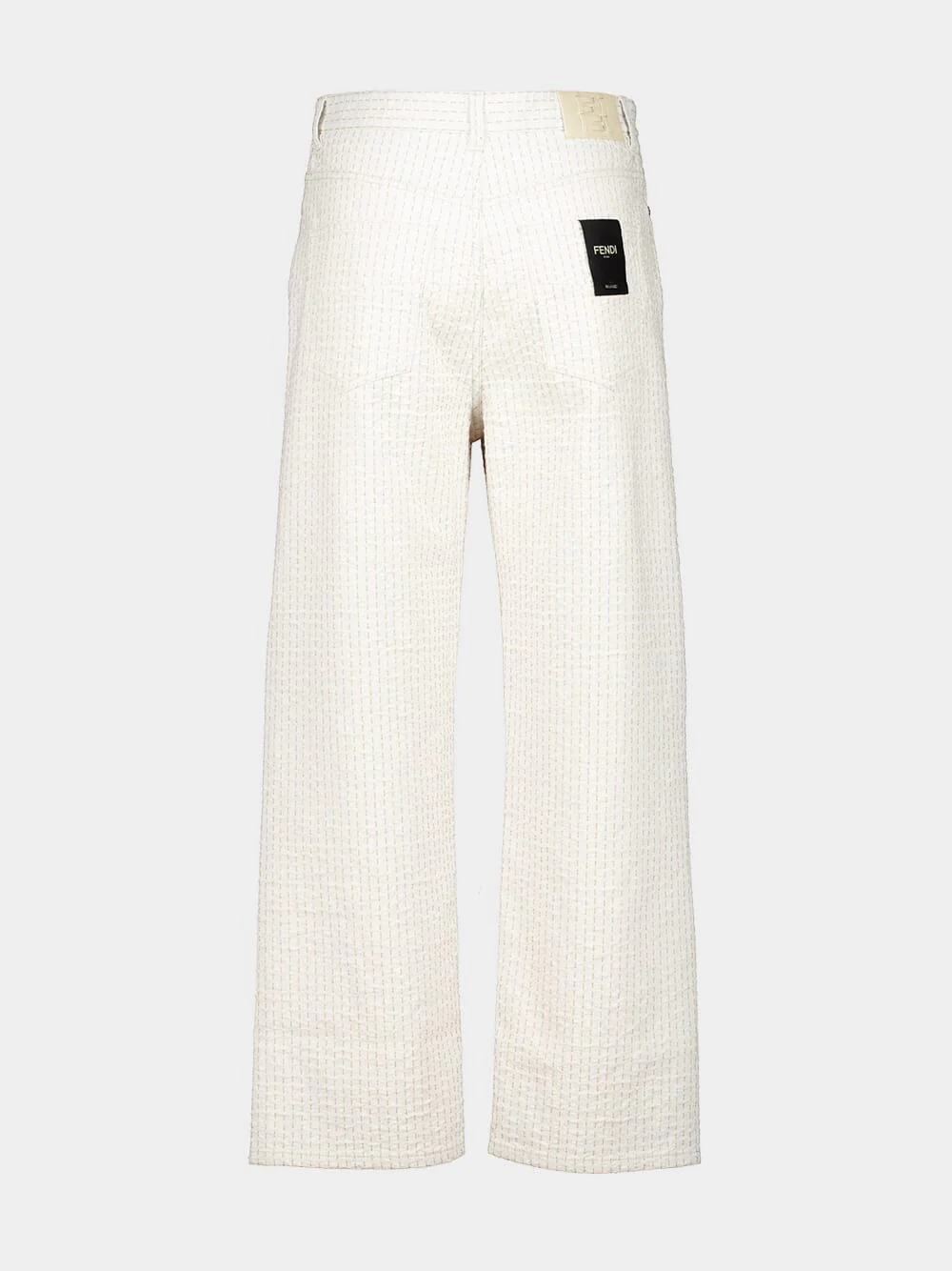 White Denim Jeans with Beige Topstitching - Image 2