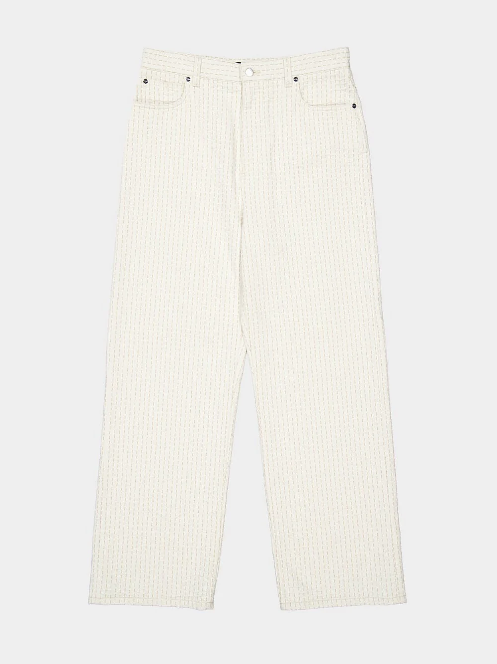 White Denim Jeans with Beige Topstitching - Image 5