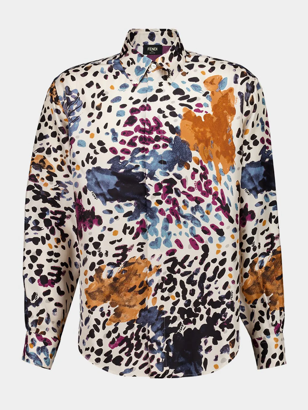 White Falena Print Silk Shirt