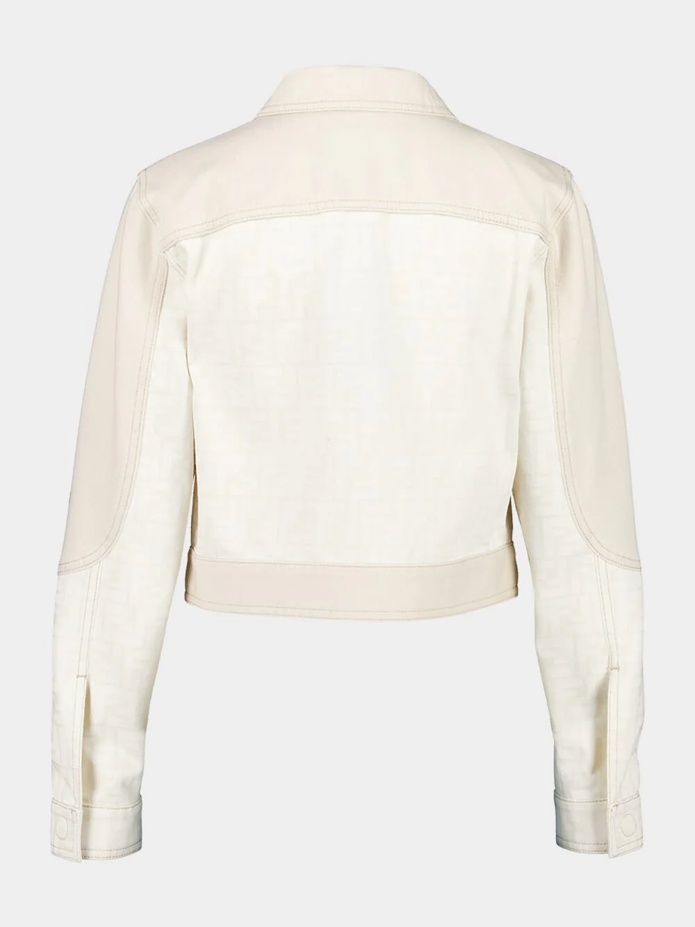 White FF Cropped Denim Jacket - Image 2
