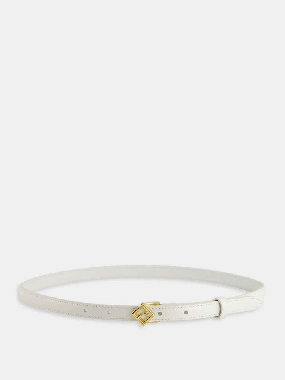 White FF Diamonds Leather Belt