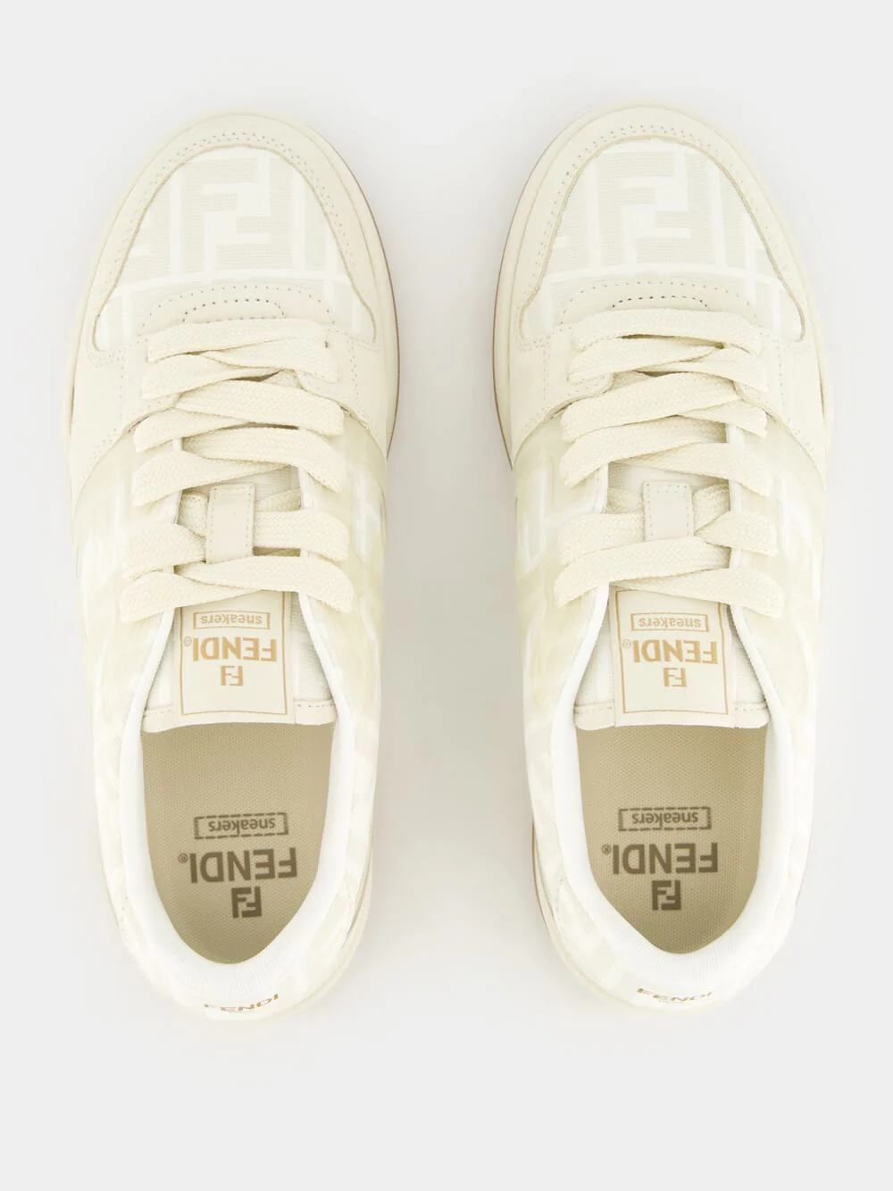White FF Jacquard Match Sneakers - Image 4