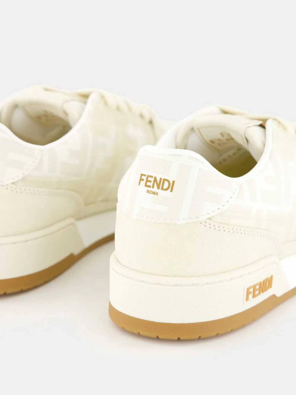 White FF Jacquard Match Sneakers - Image 6