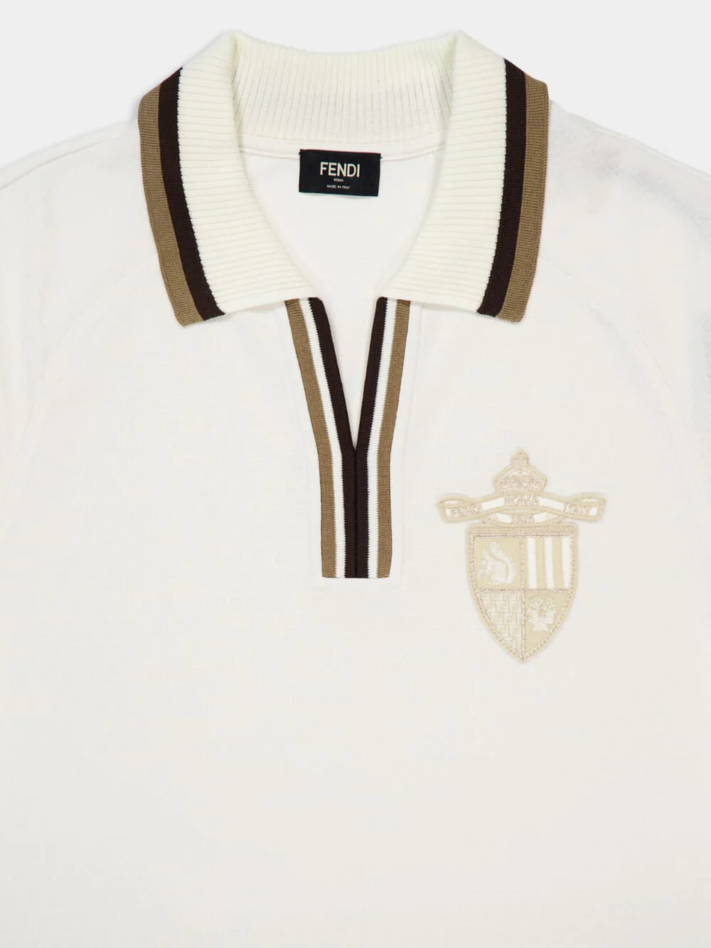 White FF Jacquard Polo Shirt - Image 3
