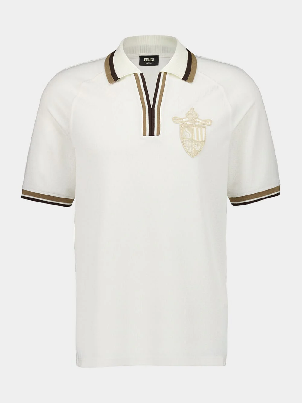 White FF Jacquard Polo Shirt - Image 4