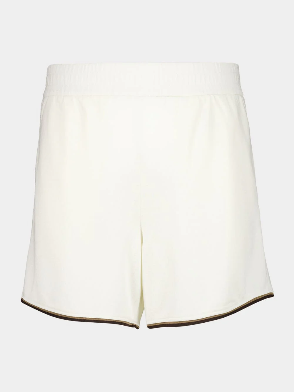 White FF Jacquard Shorts with Pequin Trim