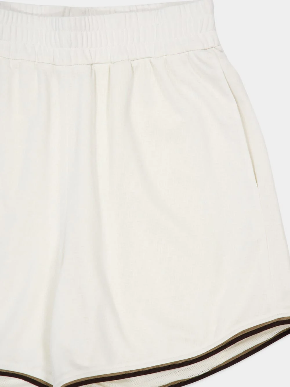 White FF Jacquard Shorts with Pequin Trim - Image 6