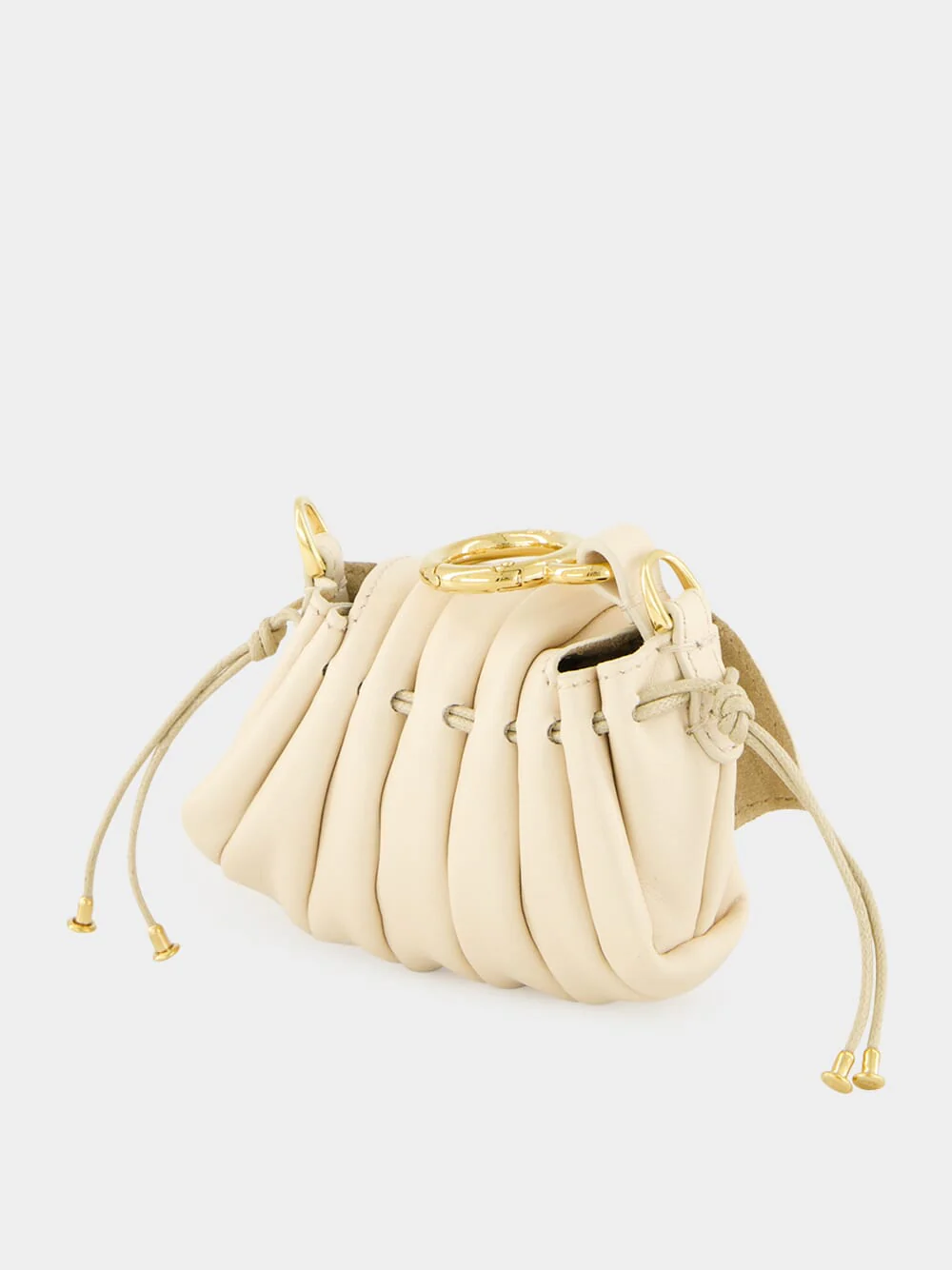 White Nano Mamma Baguette in Pleated Leather - Image 5