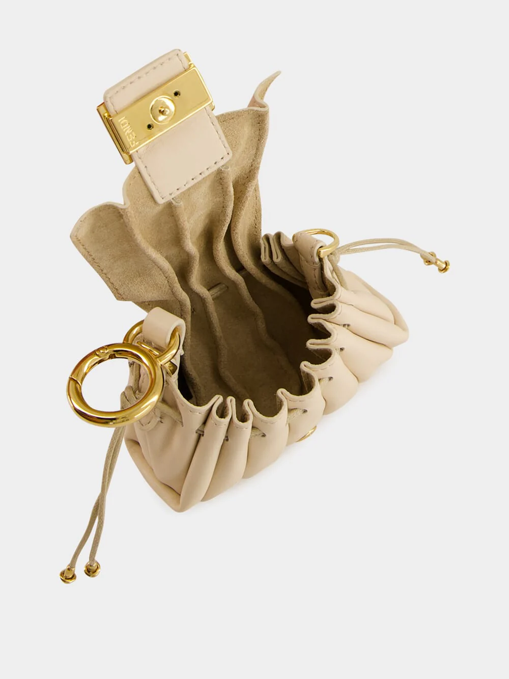 White Nano Mamma Baguette in Pleated Leather - Image 6