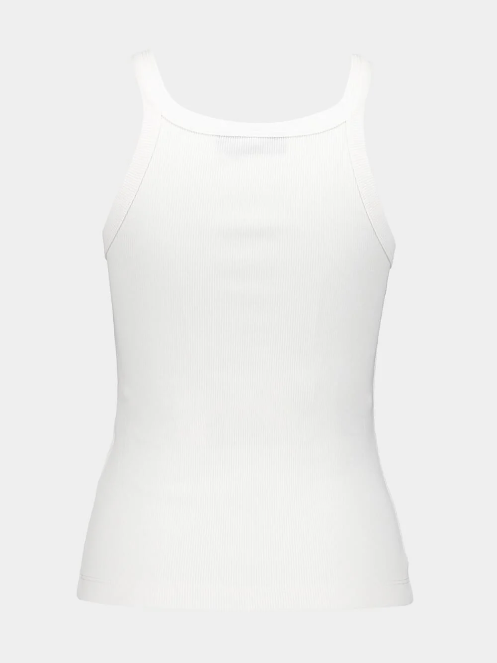 White Ribbed Cotton Logo Top - Image 2