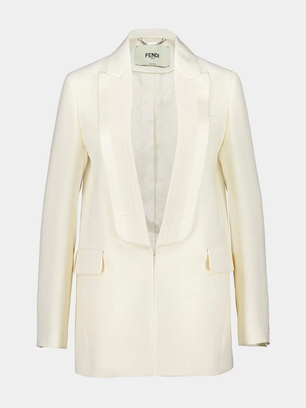 White Wool and Silk Tuxedo Blazer