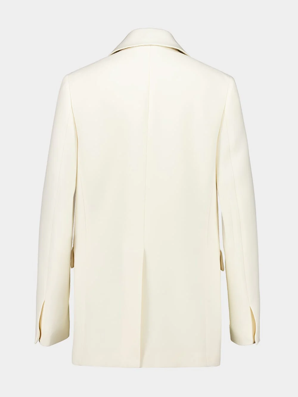 White Wool and Silk Tuxedo Blazer - Image 3