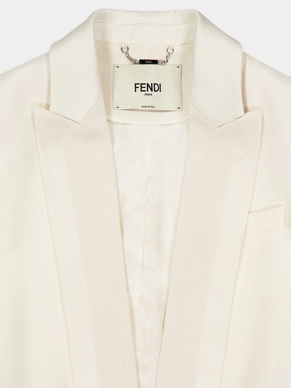 White Wool and Silk Tuxedo Blazer - Image 4