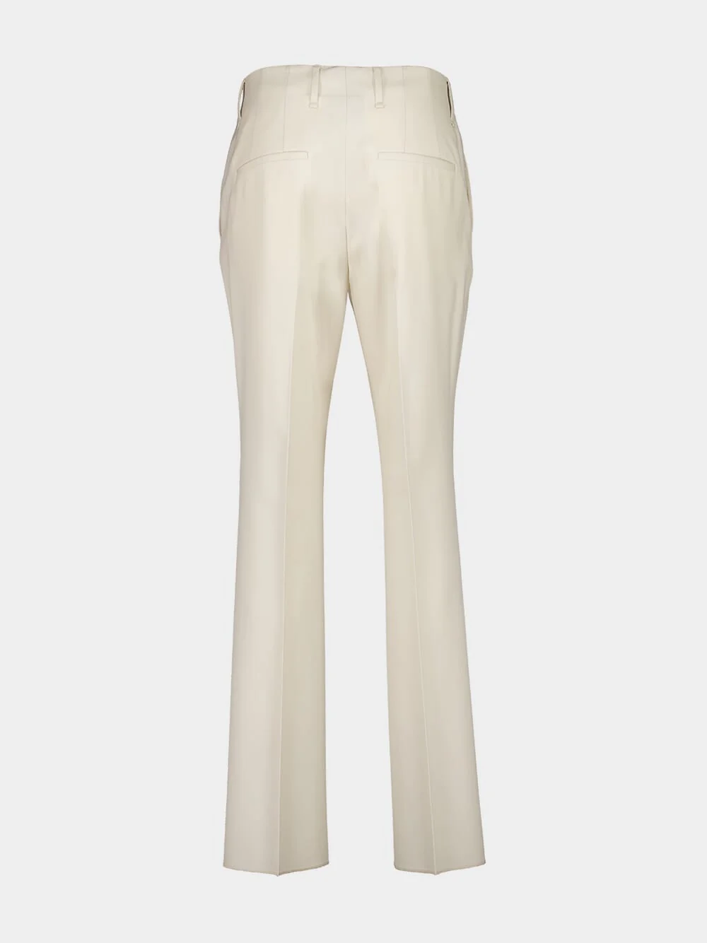 White Wool Gabardine Straight-Leg Trousers - Image 2