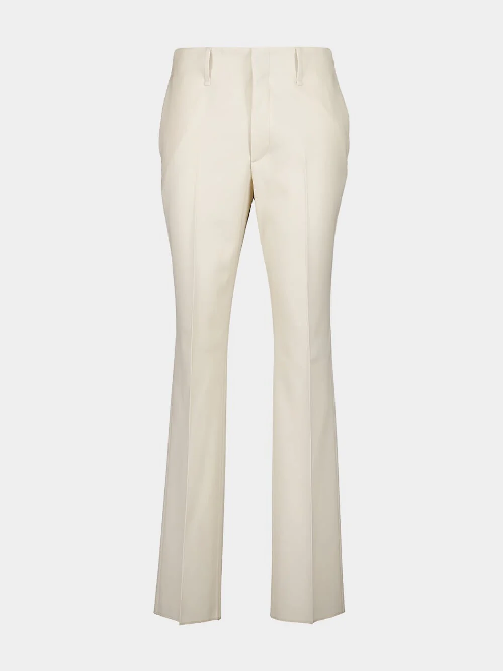 White Wool Gabardine Straight-Leg Trousers - Image 5