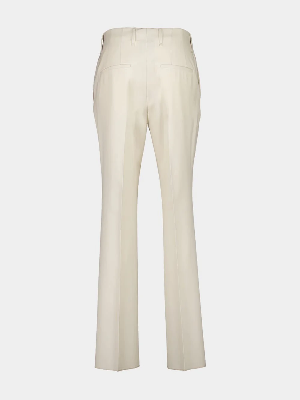 White Wool Gabardine Straight-Leg Trousers - Image 6