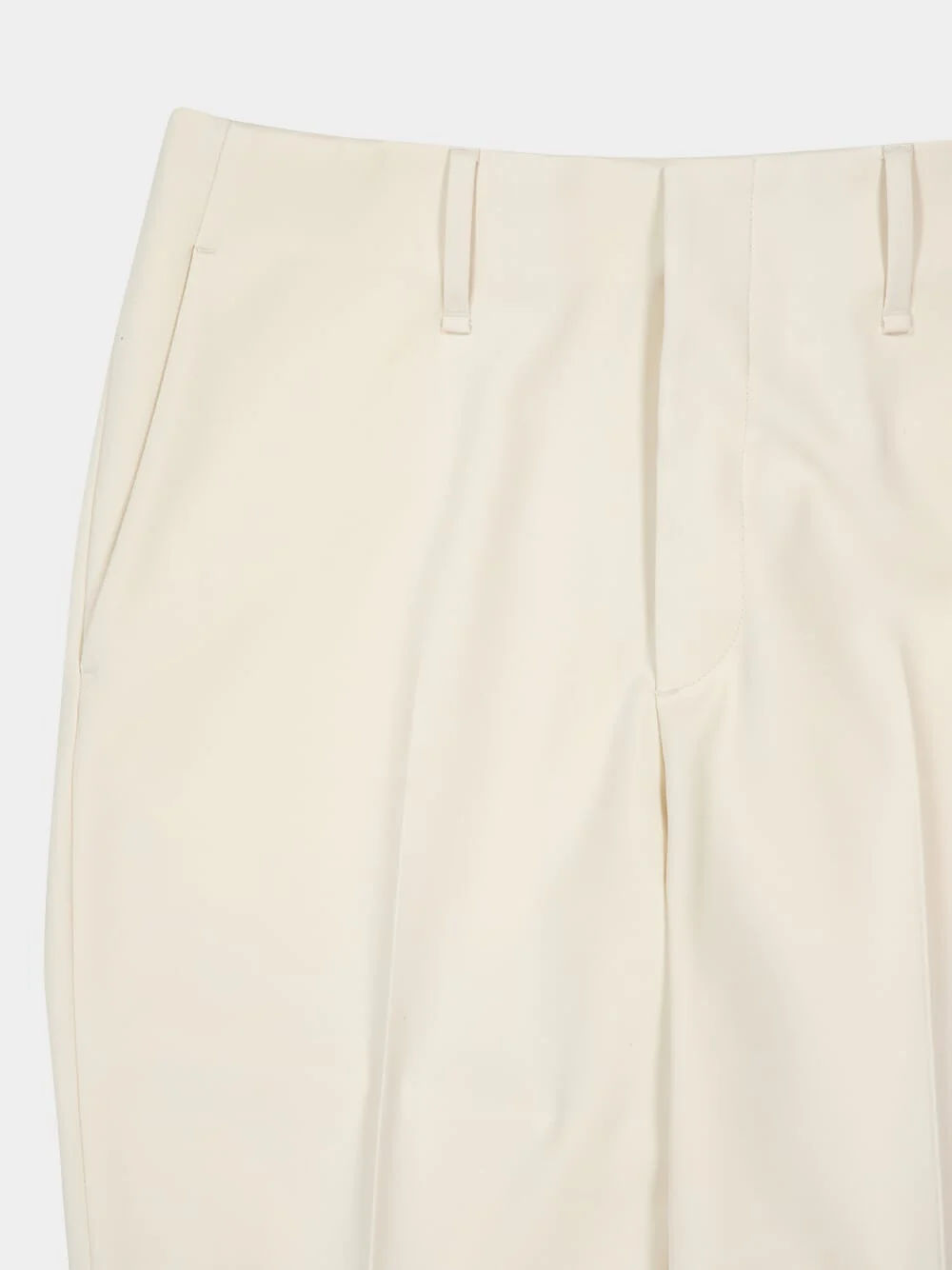 White Wool Gabardine Straight-Leg Trousers - Image 7