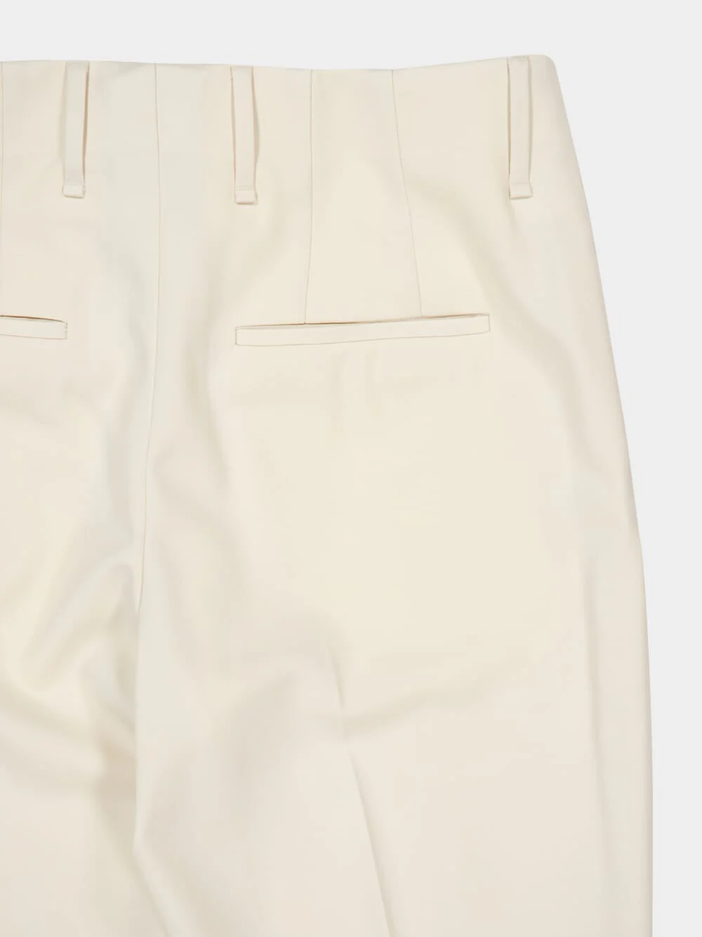 White Wool Gabardine Straight-Leg Trousers - Image 8